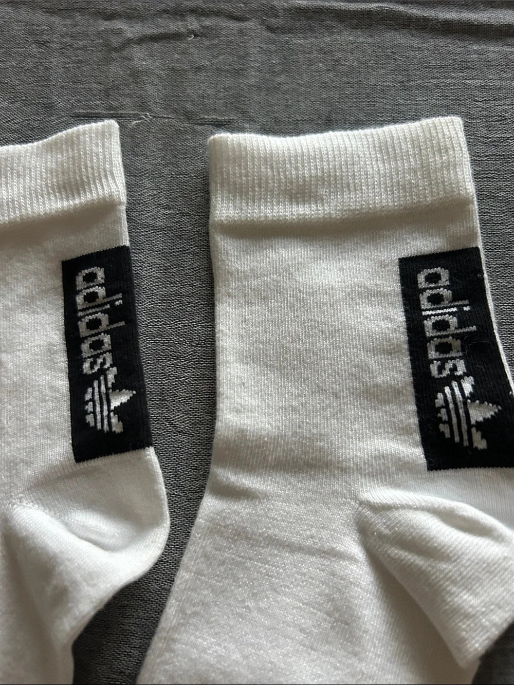 adidas White Crew Athletic Socks with Black Logo Patch - Men’s